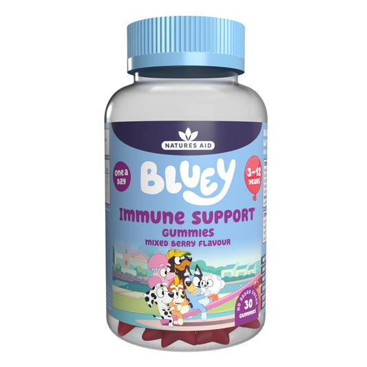 Natures Aid Bluey Kids Immune Support Gummies - Vitamin C, Zinc and Elderberry to Support Immunity and Immune System - Mixed Berry, No Added Sugar, Vegan, Gluten Free - 30 Gummys for Children Ages 3-12