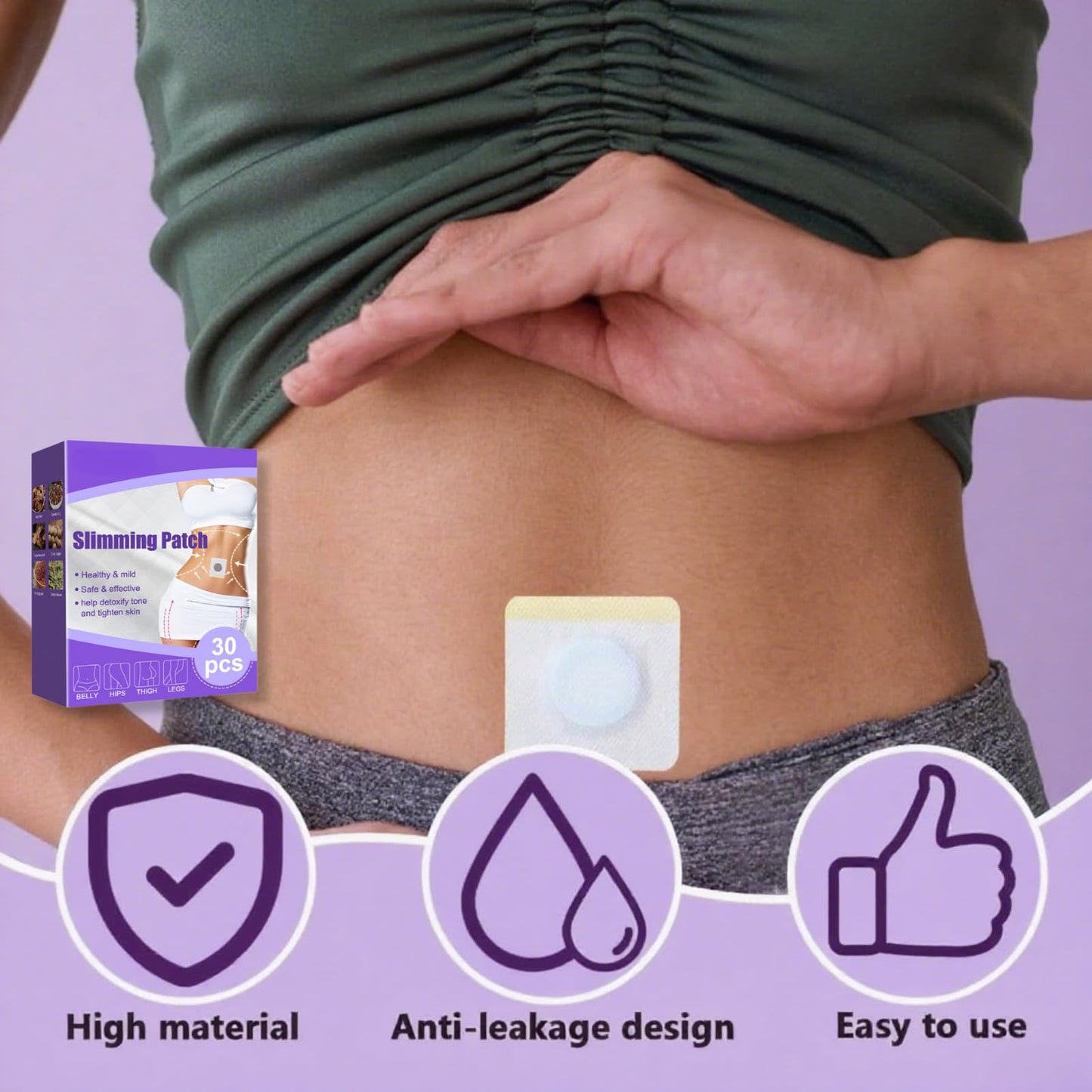 60 PCS Natural Herbal W Patches, Skin Kind Patch, Targeted Belly HIPS Thighs Burning, Fast W Healthy, Natural Reduction, Skin-Friendly Detox Patches
