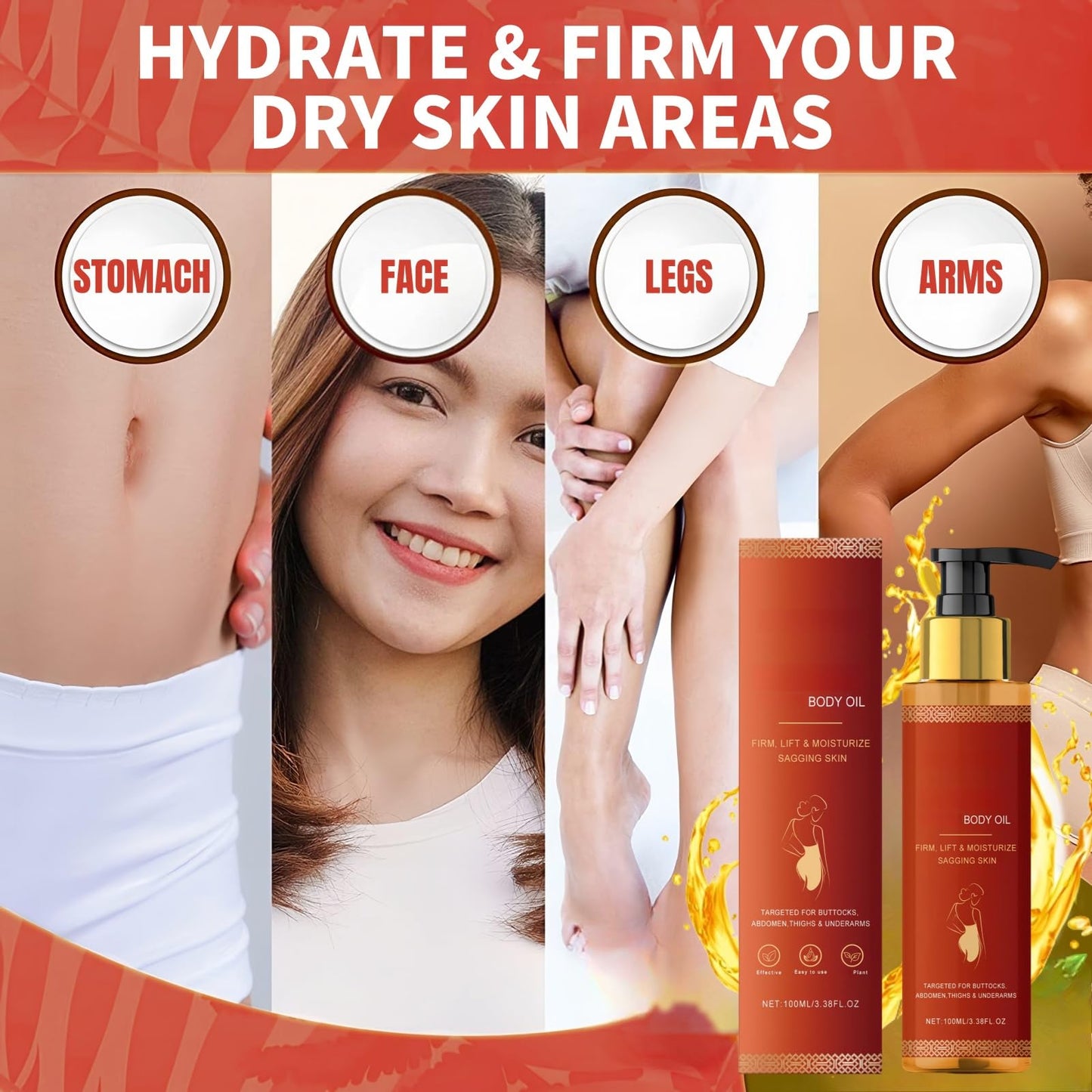 100ml Ma/gic Firming Body Oil,Body Moisturizing O/il for Arms and Chest,F/irming Body Lotion for Women,Skin Fi/rming Oi/l,Skin Tightening Oil,Firming Cream for Loose Skin,Skin Firming Lotion for Woman
