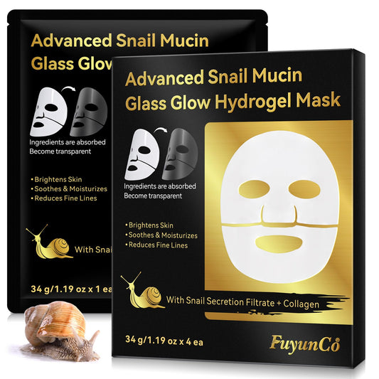 Feeliville Snail Mucin Mask 4 Pack, Glass Skin Collagen Mask, Collagen Face Mask, Advanced Snail Mucin Glass Glow Hydrogel Face Masks Skincare, Moisturizing Hydrating Anti-aging Face Masks