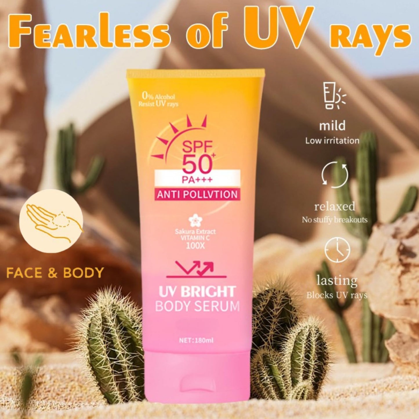 ISBEAUSOLS Sakura Extract Sun Cream-Sunscreen SPF 50-Water + Sweat Resistant-SPF Face Moisturiser Anti Wrinkle Prevent Sunburn&Taning-Lightweight & Non-Greasy-Strong UV Protection Anytime for All Skin Types