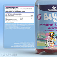 Natures Aid Bluey Kids Immune Support Gummies - Vitamin C, Zinc and Elderberry to Support Immunity and Immune System - Mixed Berry, No Added Sugar, Vegan, Gluten Free - 30 Gummys for Children Ages 3-12
