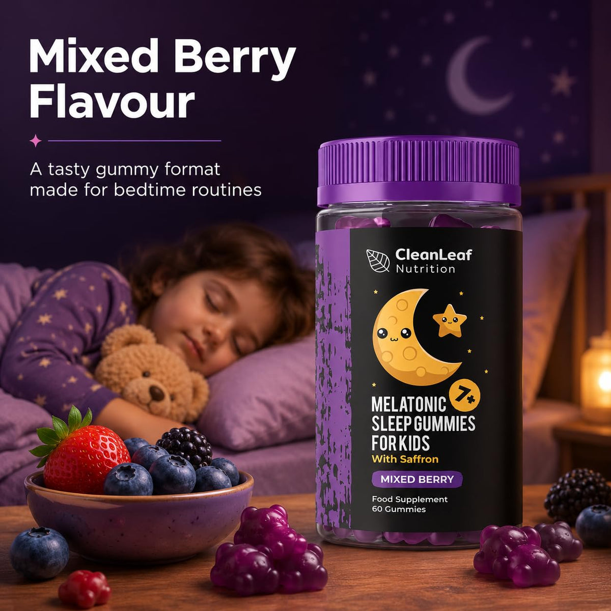 HILLTEN HEALTH Natural Sleep Support Gummies for Kids - Melatonic Formula for Restful Nights, Childrens Sleep Gummies Promoting Natural Melatonin Production, Promotes Healthy Sleep Patterns, 60 Count