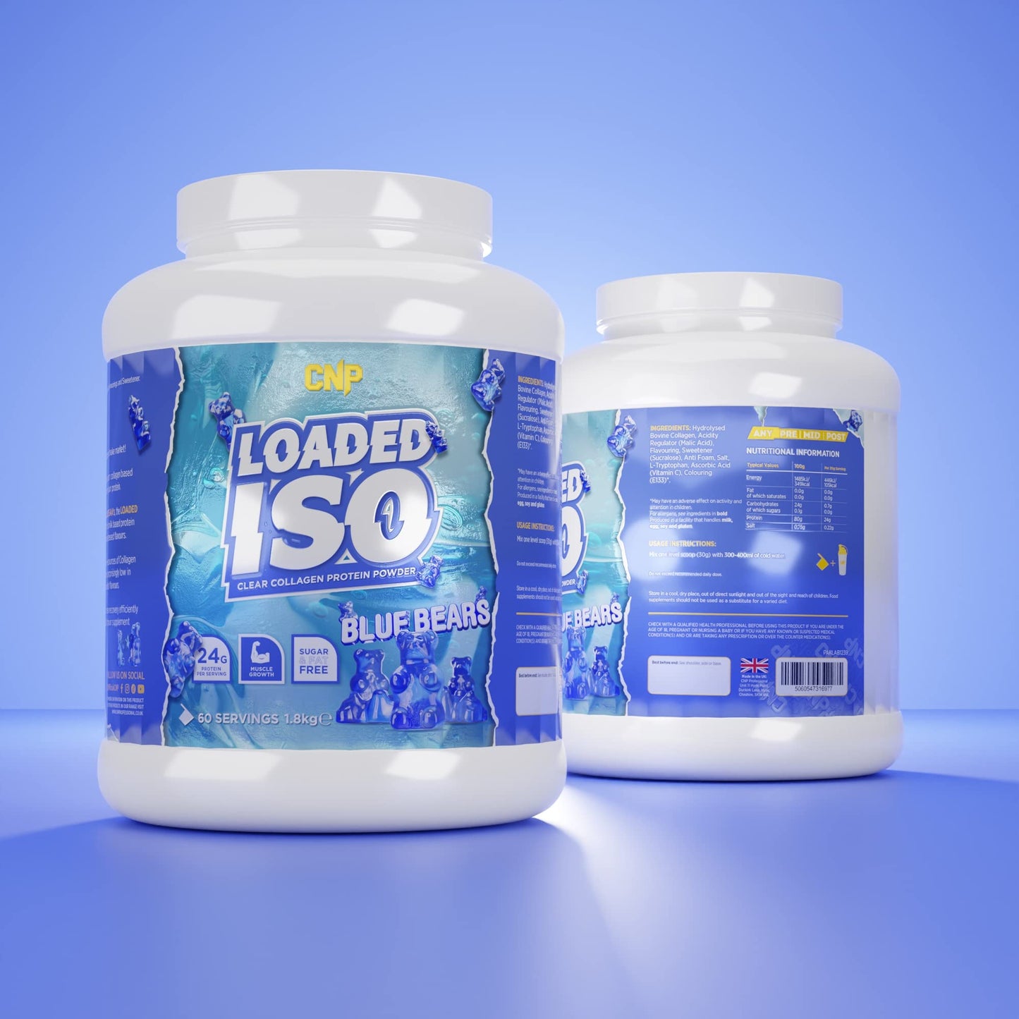 CNP Professional Loaded ISO, Clear Collagen Protein Powder, 24g Protein, 1.8kg, 60 Servings, Gluten & Lactose Free, 5 Great Tasting Flavours (Blue Bears)