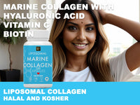 Liposomal Marine Collagen 120 High Strength Collagen Capsules 2760mg Hyaluronic Acid Vitamin C & Biotin | Collagen Supplements for Women & Men (Halal)