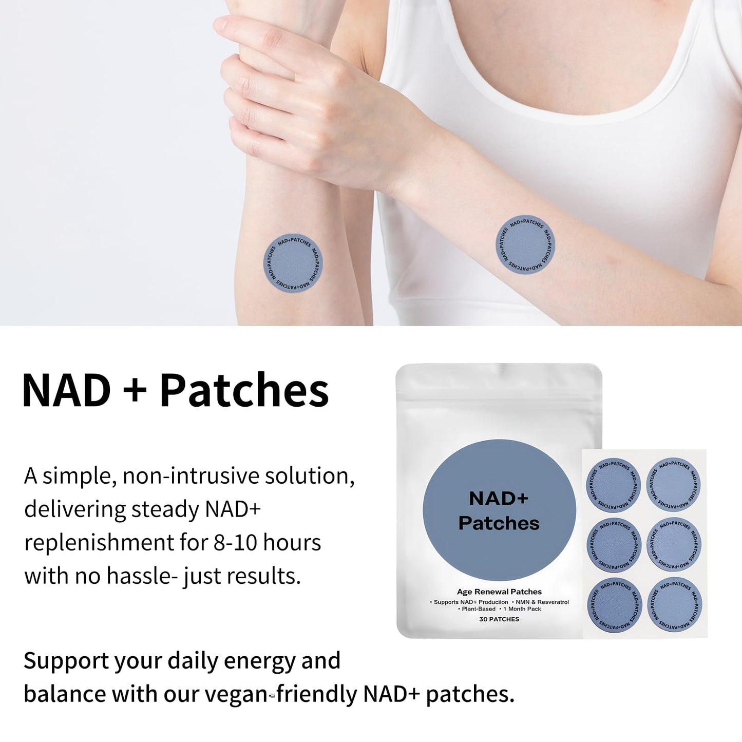 Generic Berberine Patches | NAD+ Wellness Patches | Plant-Based Herbal Formula, Berberine & Natural Extracts | Vegan Body Patche for Energy & Vitality | 30 PCS