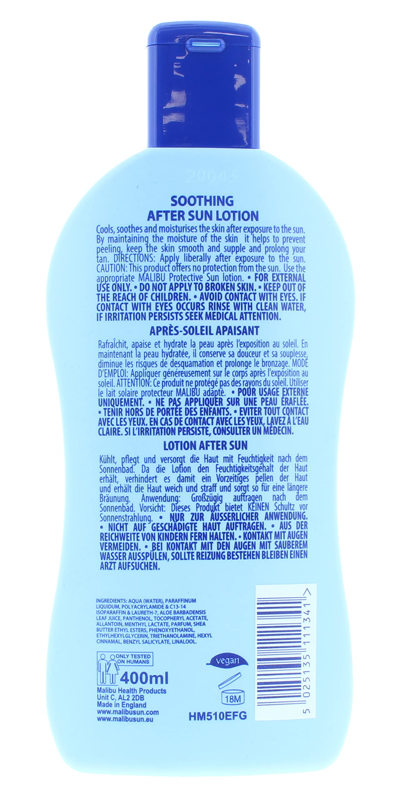 Malibu Soothing Moisturising Vitamin Enriched After-Sun Lotion, 400ml, Original, Multicoloured