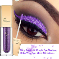 SONGQEE Glitter Liquid Eyeshadow, Metallic Matte Shimmer Sparkly Eye Shadows Glitter Eyeliner Liquid, Long Lasting Waterproof Quick Drying Eye Make up Kits(Purple)