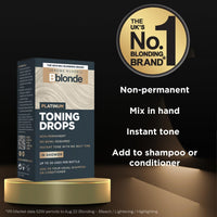 Jerome Russell Bblonde Platinum Toning Drops - Non-Permanent Platinum Hair Toner, Refresh & Maintain Blonde Hair Dye, Add Drops in Shower with Shampoo or Conditioner, 50 Uses