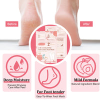 Shengqialun Foot Peel Mask With Peach Extract - Foot Mask For Hard Skin & Calluses - 3-In-1 Foot Care For Exfoliation, Moisturizing & Renewal - Natural Formula For Soft & Smooth Feet