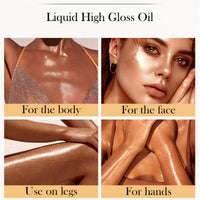 HIVETZ Body Shimmer Oil,Waterproof Body Highlighter Makeup,Moisturizing Liquid Luminizer, Non-Sticky Body Glow Shimmer Lotion for Face and Body,Body Smooth Light Shimmer Glow Oil,80ml (#03-Bronze Gold)