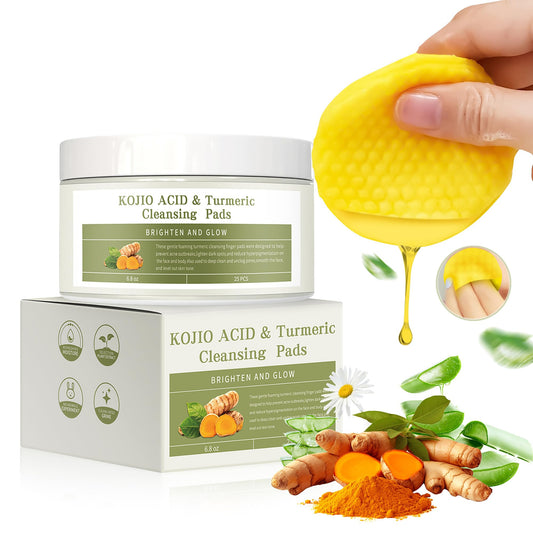 Collin Kacey Kojic Acid and Turmeric Pads - Turmeric Kojic Acid Cleansing Pads - Turmeric Exfoliating Pads for Brightens Skin, Exfoliates, Refreshes Controls Oil, Refines Pores(Pocket-big_25PCS)