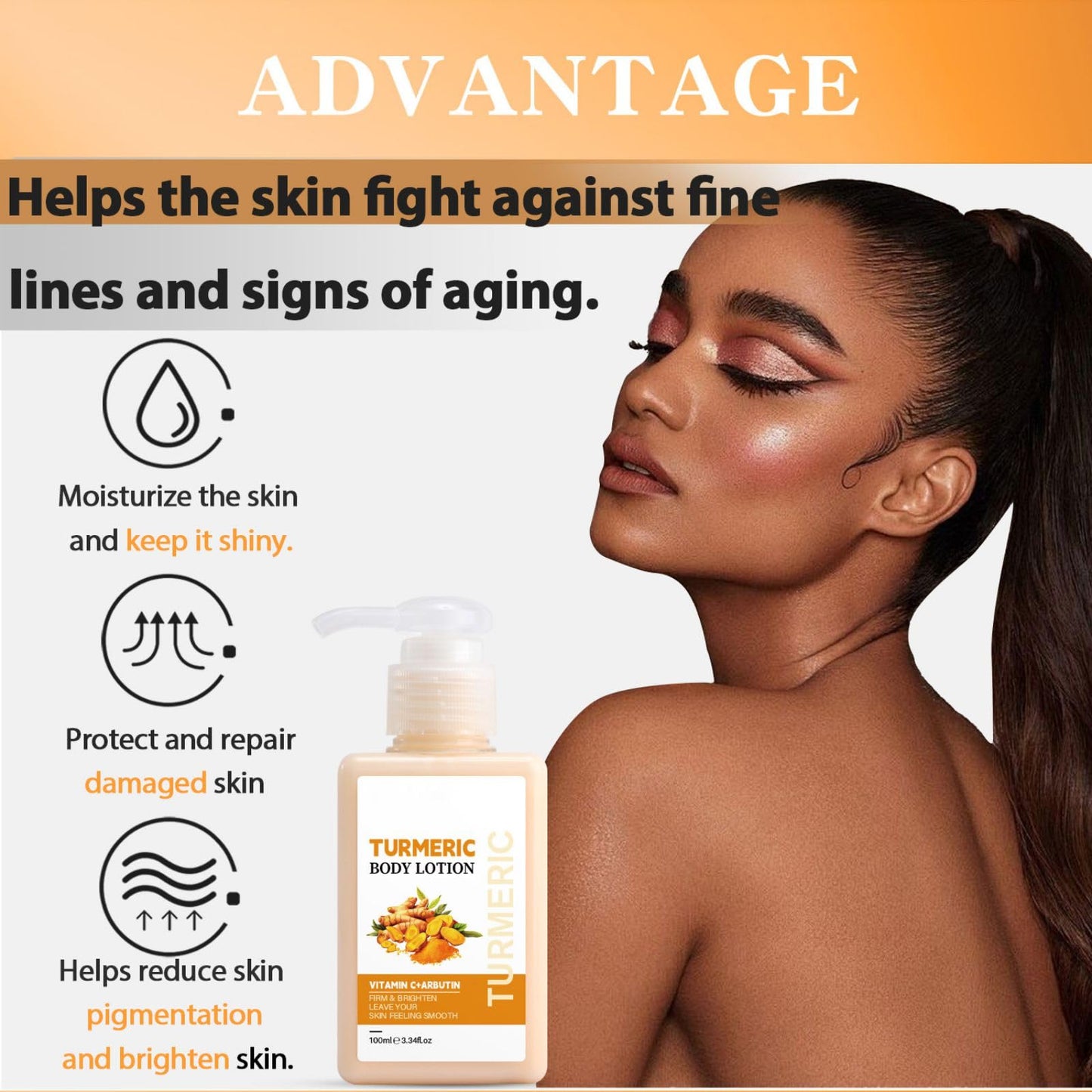 Turmeric Body Lotion, Tumeric Cream For Face And Body,Remove Acne,Dark Spots,Sun Damaged Skin,Anti-Aging Firming Body Lotion Body & Face Dry Skin Moisturizer Women Men