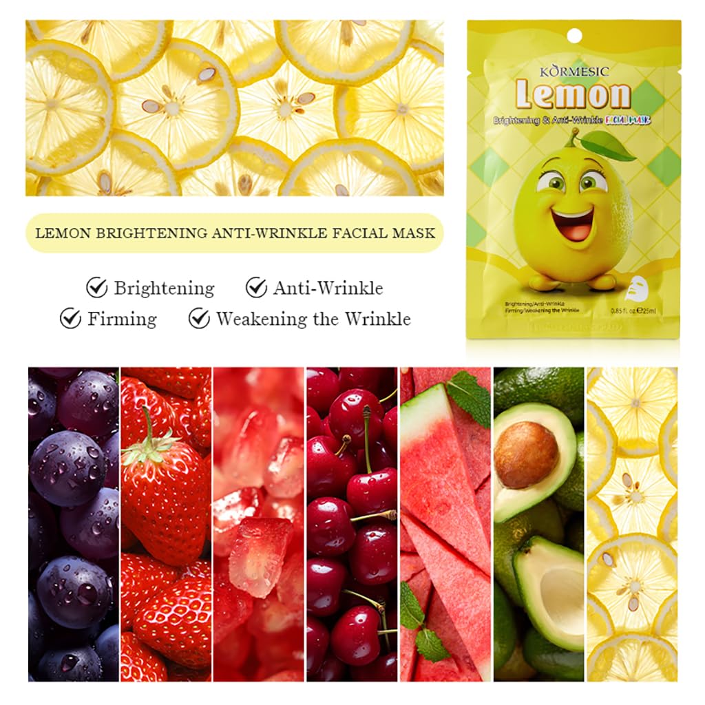 Face Mask Set Face Masks Skincare, 7PCS Fruit Sheet Mask Skincare Set for Daily Care Face Sheet Mask, Hydrate,Moisturize, Soothe, masks beauty face mask set, Hydrating & Soothing Face Mask