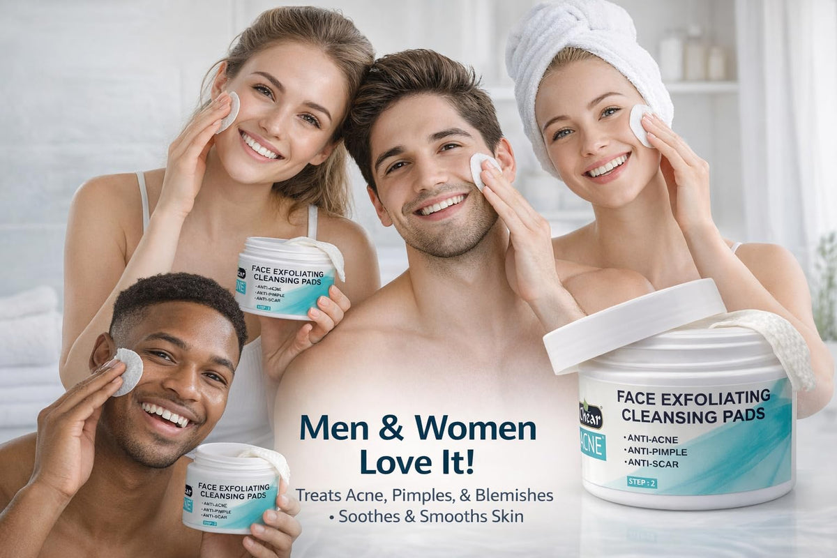 CHEAR ACNE Chear Acne Exfoliating Cleansing Pads 55 Pads – Salicylic Acid, Niacinamide & Hyaluronic Acid Face Pads with Witch Hazel, Pore Clearing Wipes for Acne, Oily Skin & Blackheads