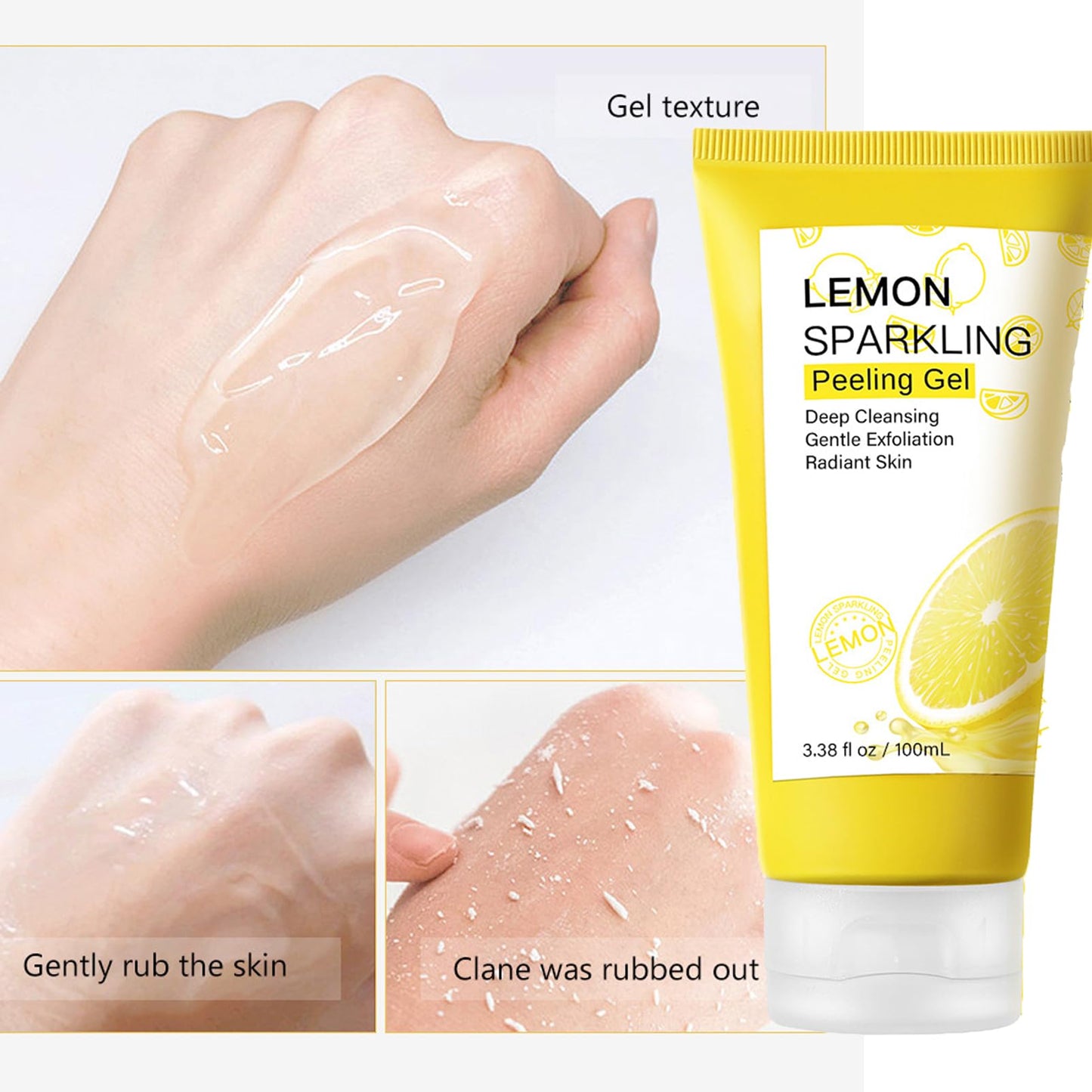 Lemon Exfoliating Gel,Lemon Peeling Gel,Vitamin C Face Scrub,Soft your Skin & Remove Dead Skin,Natural Face Scrub Exfoliator for Blackhead,Mild Face Exfoliator Scrub for Radiant Skin,Face & Body &Knee
