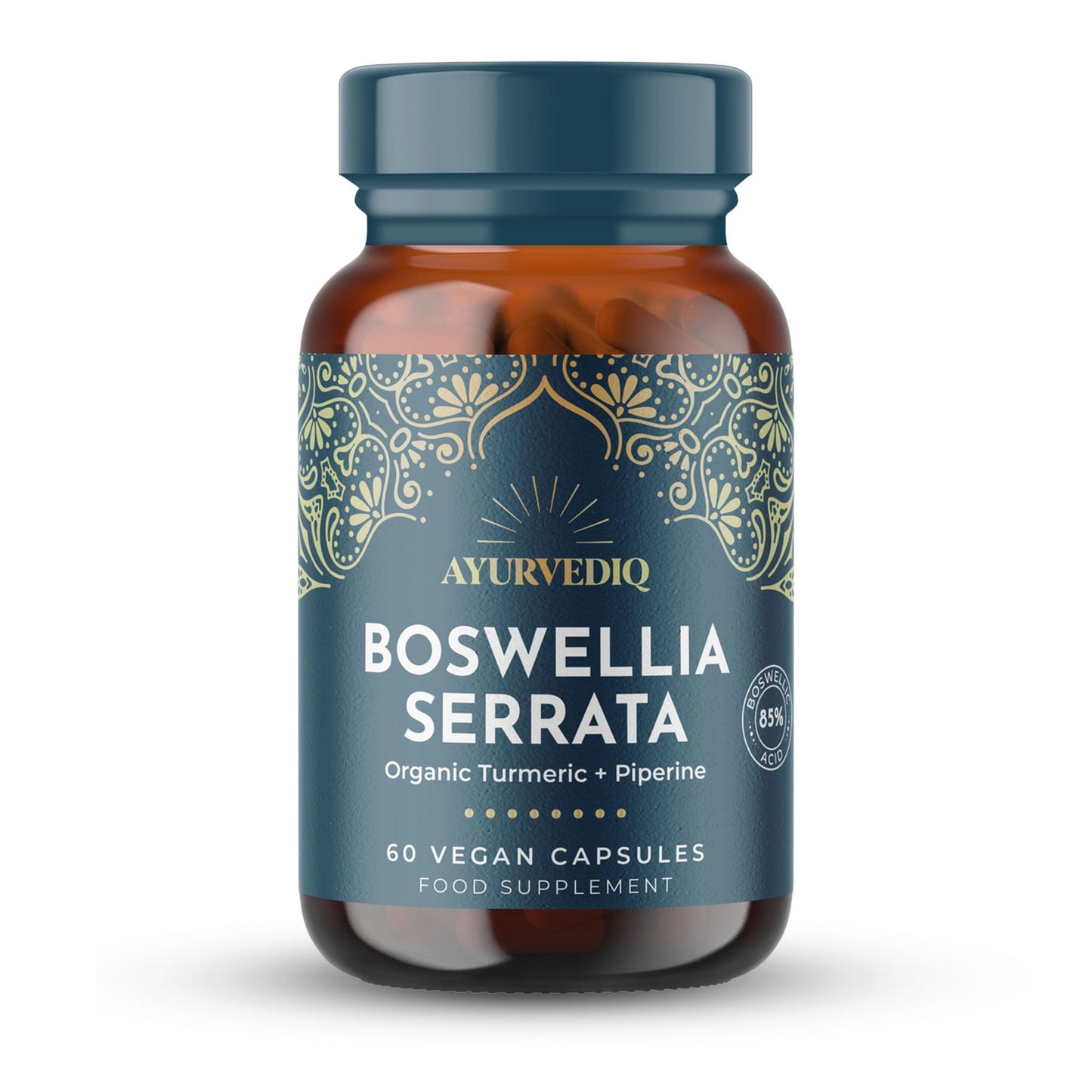 AYURVEDIQ WELLNESS Ayurvediq Boswellia Serrata and Turmeric with Black Pepper Piperine Capsules – 60 Vegan Organic Turmeric Curcumin Capsules a Natural Anti Inflammatory Supplement Joint Support - Ayurvedic Products