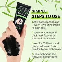 IREV Bamboo Charcoal Peel Off Mask, Blackhead Remover Peel Off Mask Charcoal Face Masks for Deep Cleansing, Blackhead Peel Off Mask for Smooth & Clear Skin Black Peel Off Face Mask Charcoal Face Mask