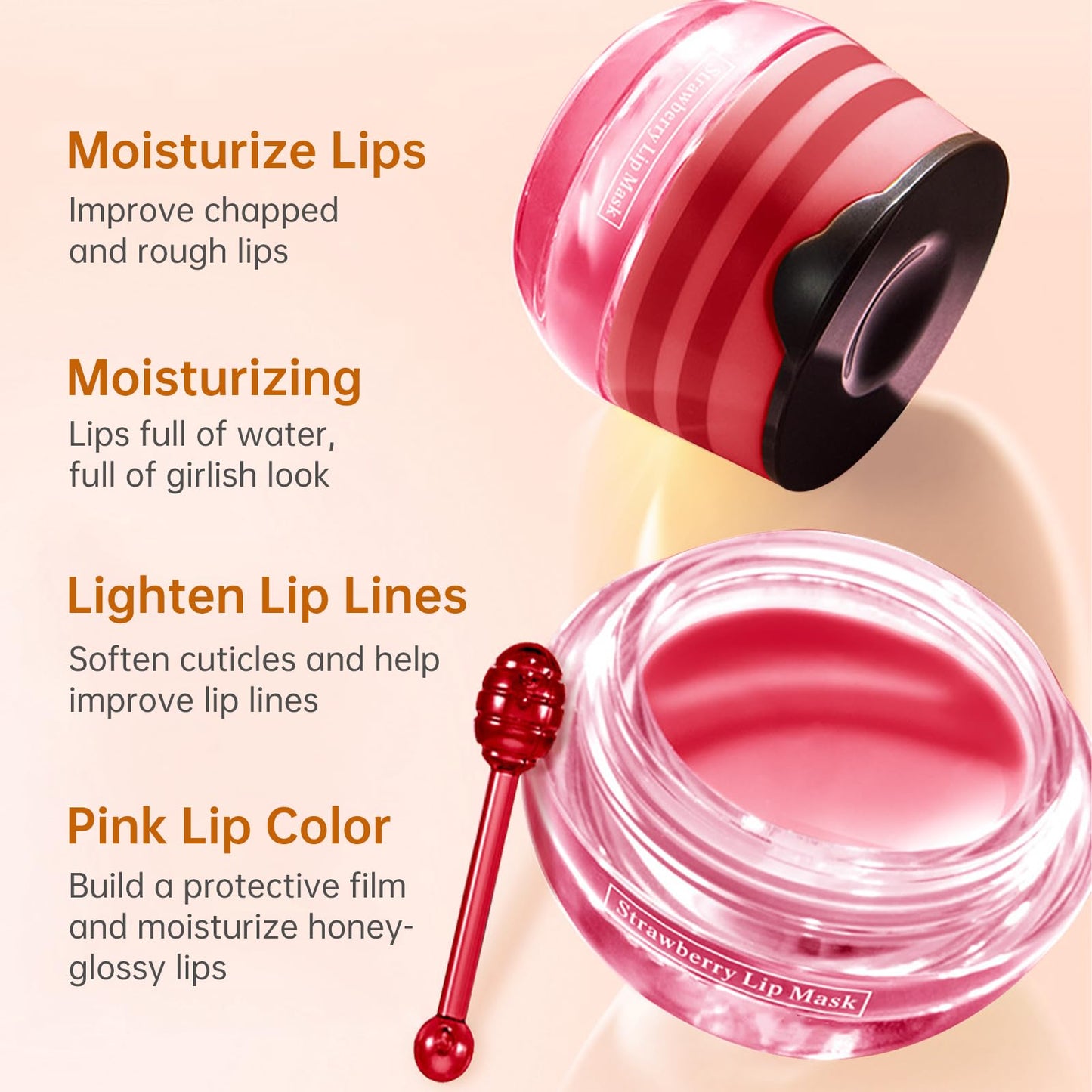 Leogony 3PCS Honey Pot Lip Balm Set, Moisturizing Strawberry Honeybalm Lip Balm, Repair Honey Bee Lips Balm Uk