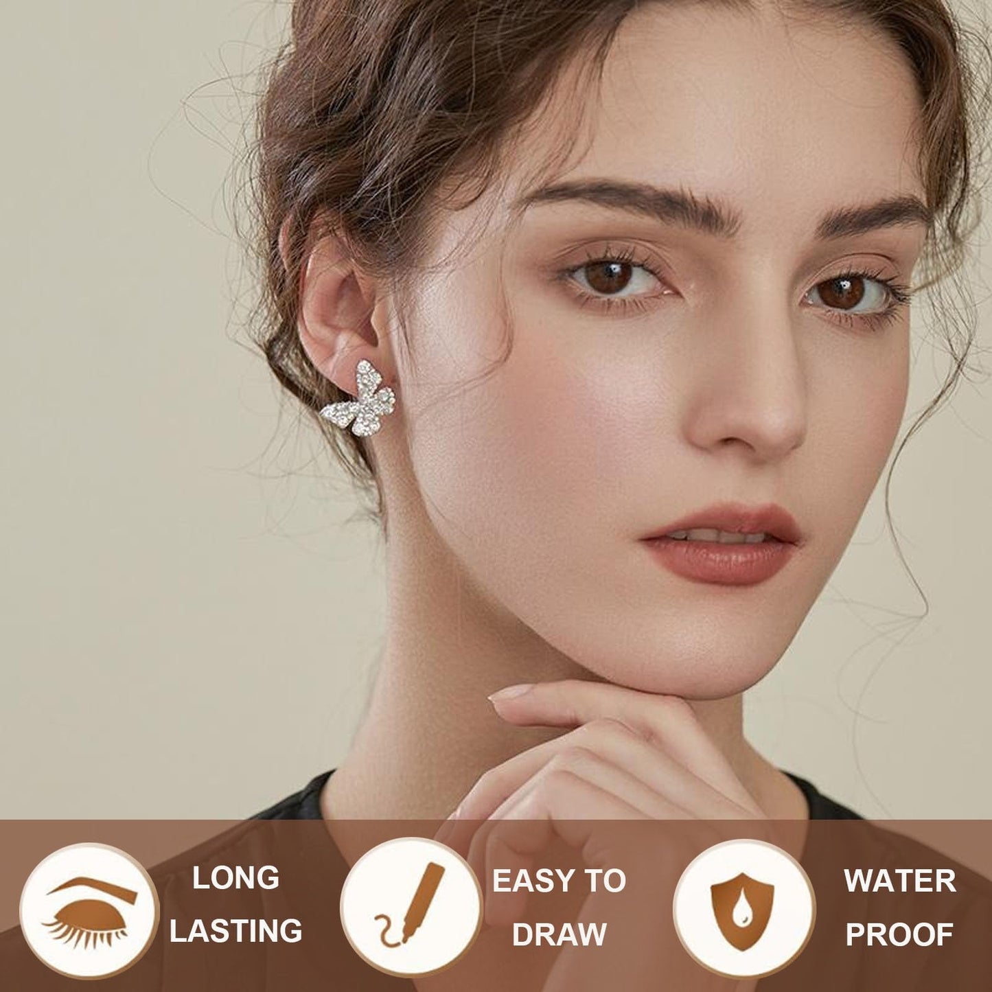 Shengqialun Dual-Ended Eyebrow Pencil & Eyebrow Gel, 2 In 1 Eyebrows Pen, 4-Fork Tip Brow Pencil, Long-Lasting Eye Brow Pencils For Natural Looking Defined Eyebrows, Black Brown