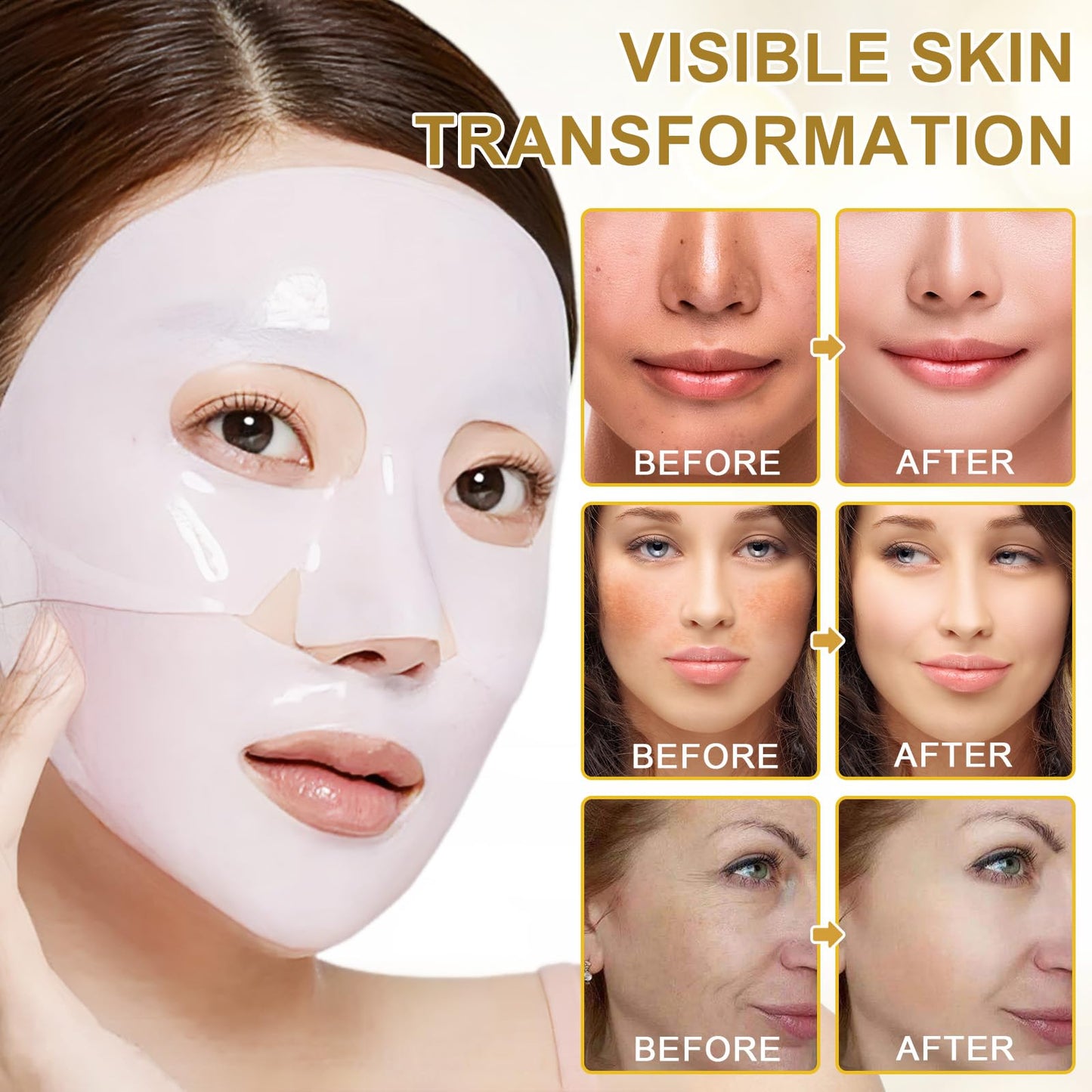 Uocasi Snail Mucin Sheet Mask,Hydrogel Collagen Mask - Face Masks Skincare,Self Care, Stocking Stuffers, Deep Moisturizing,Boost Collagen & Elastin,Gifts for Women, Face Masks for Dry Skin - 4Packs