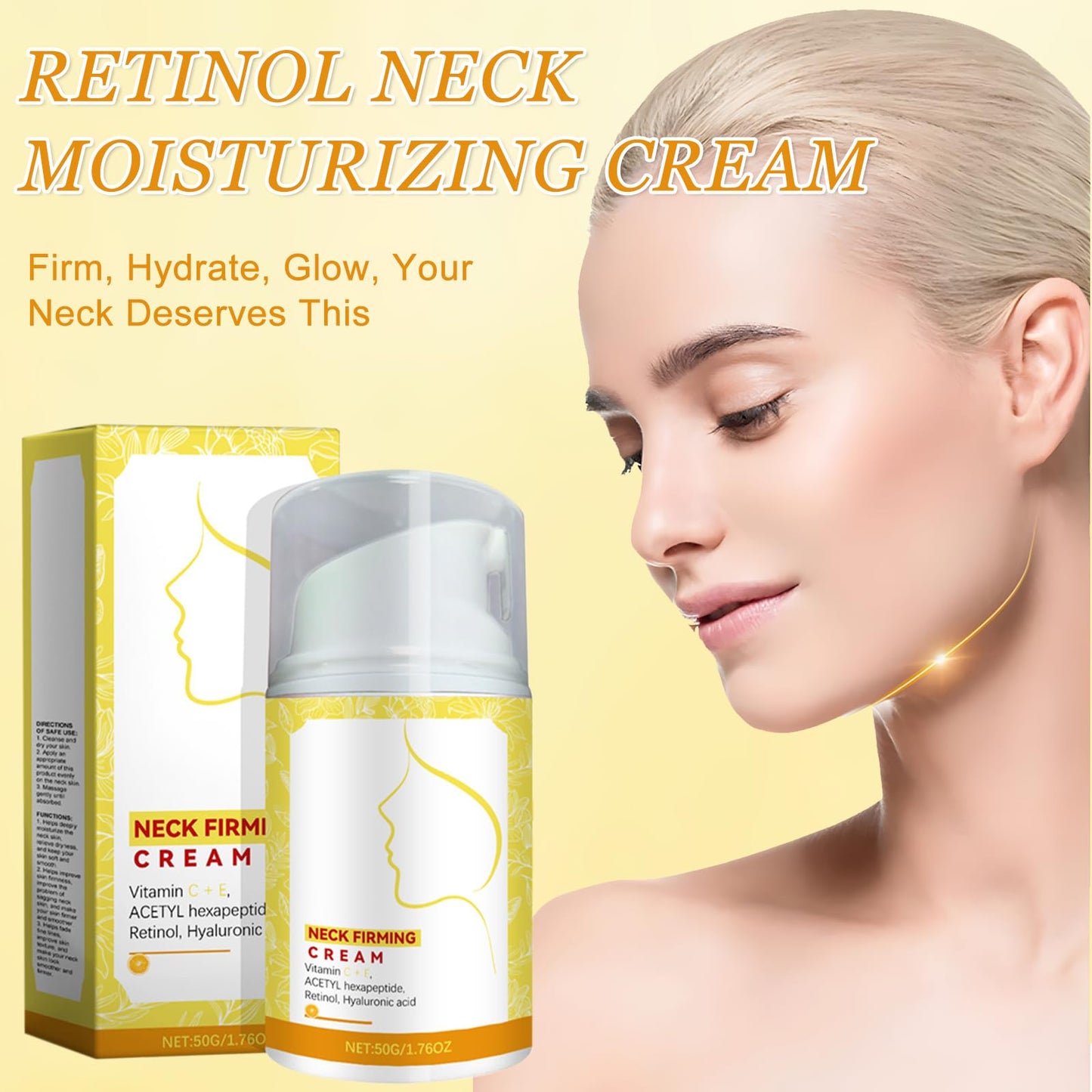Ledeak Neck Firming Tightening Cream, Moisturizing Anti-Aging Retinol Neck Cream for Reduce Wrinkles, Fine Lines, Hydrating Tighten and Lift Creams, Firm and Lift Sagging Skin
