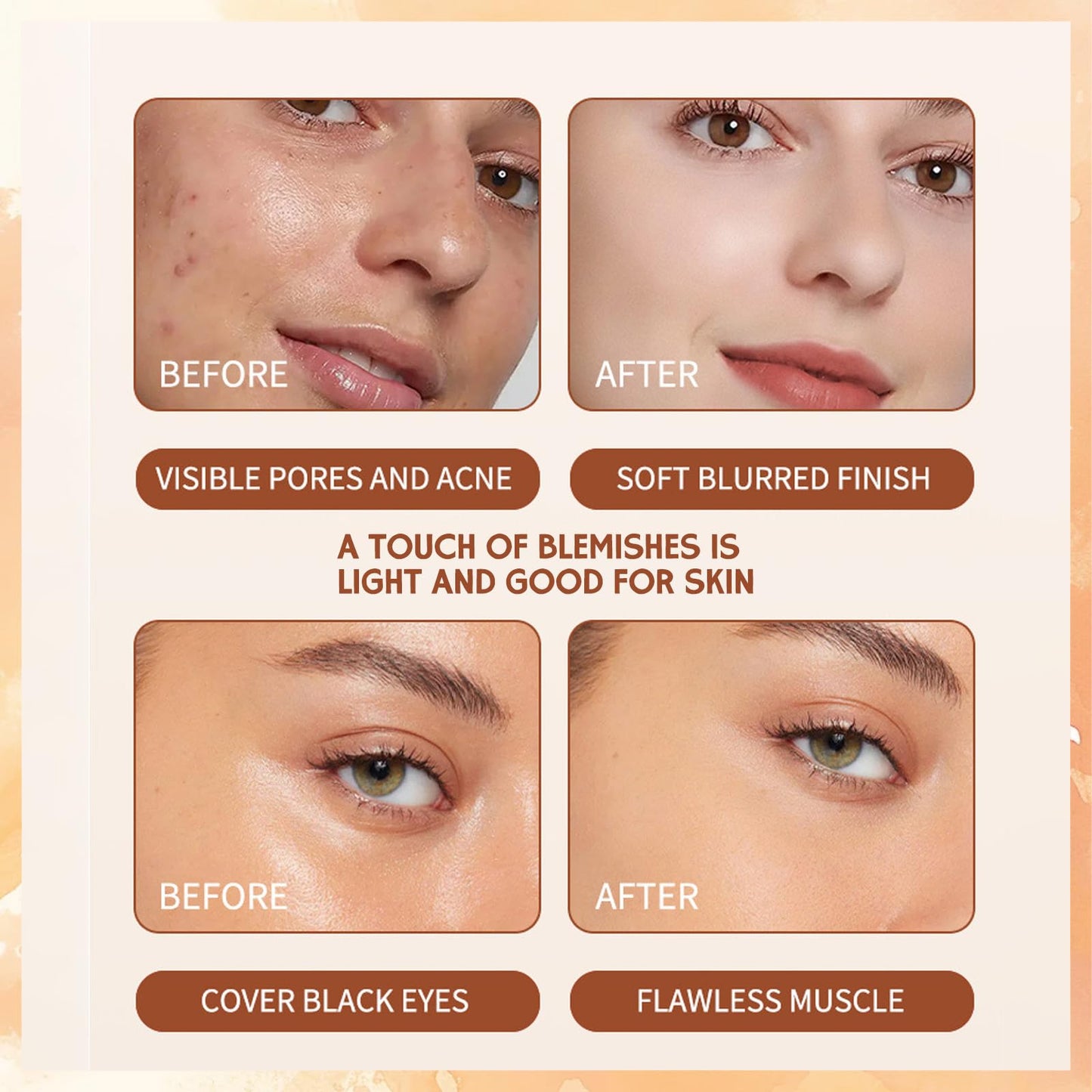 2 in 1 Luxurious Anti-Wrinkle Foundation Stick, Multi-Purpose Full Coverage Stick - Foundation with Built-In Brush