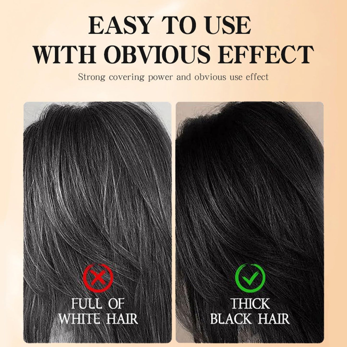 Safe and Convenient Comb Hair Dye Black, Instant Hair Color Stick with Built-in Comb, Root Cover Up Stick for Instant White Coverage,Waterproof Sweat-Proof Portable, Easy Application