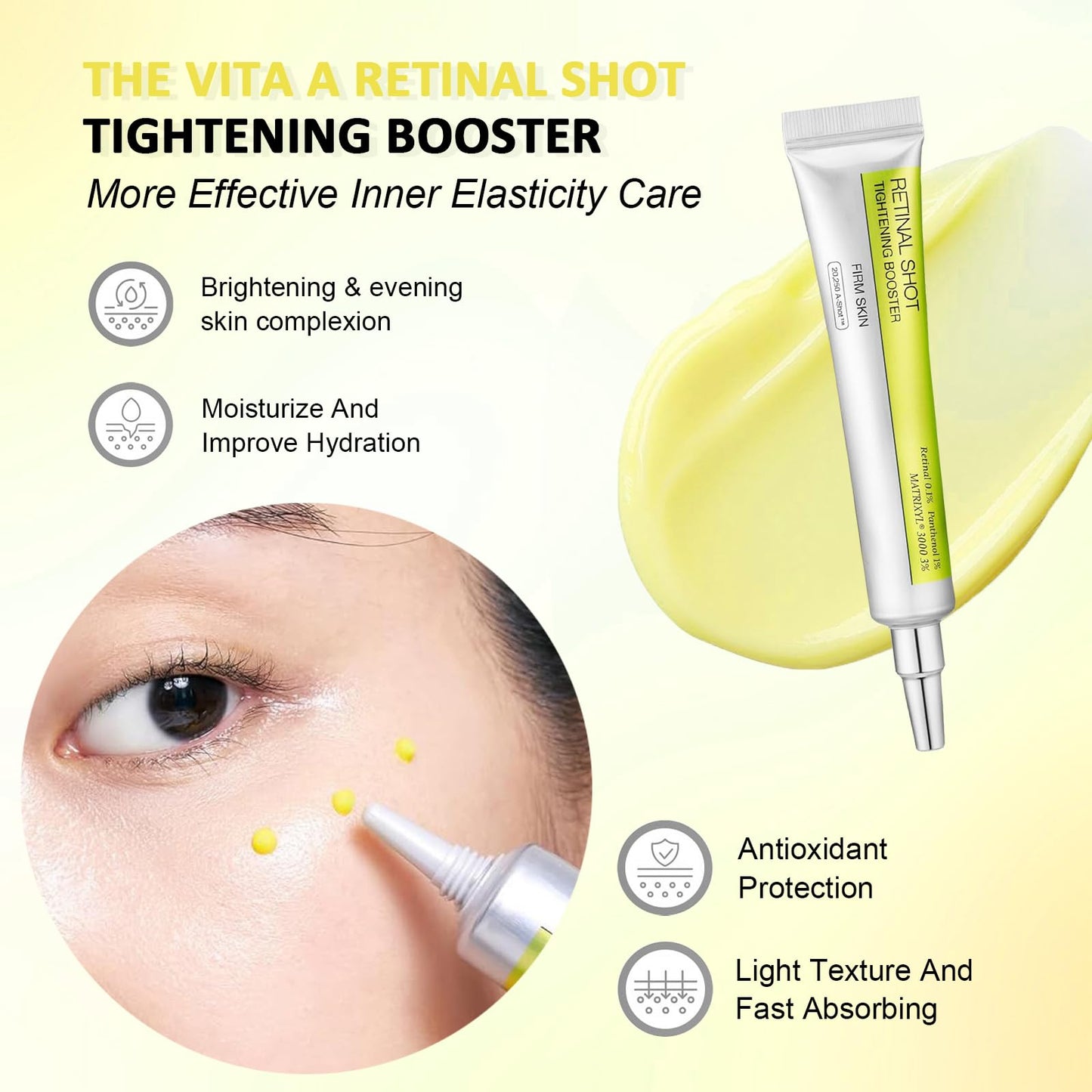 Shefave Vita A Retinal Shot Tightening Booster, Retinol Serum For Face, Anti Aging & Anti Wrinkle Serum | Pore Minimizer, Wrinkles & Fine Lines, Firmer Skin, Intense Hydration, 15ml (1 Pack)