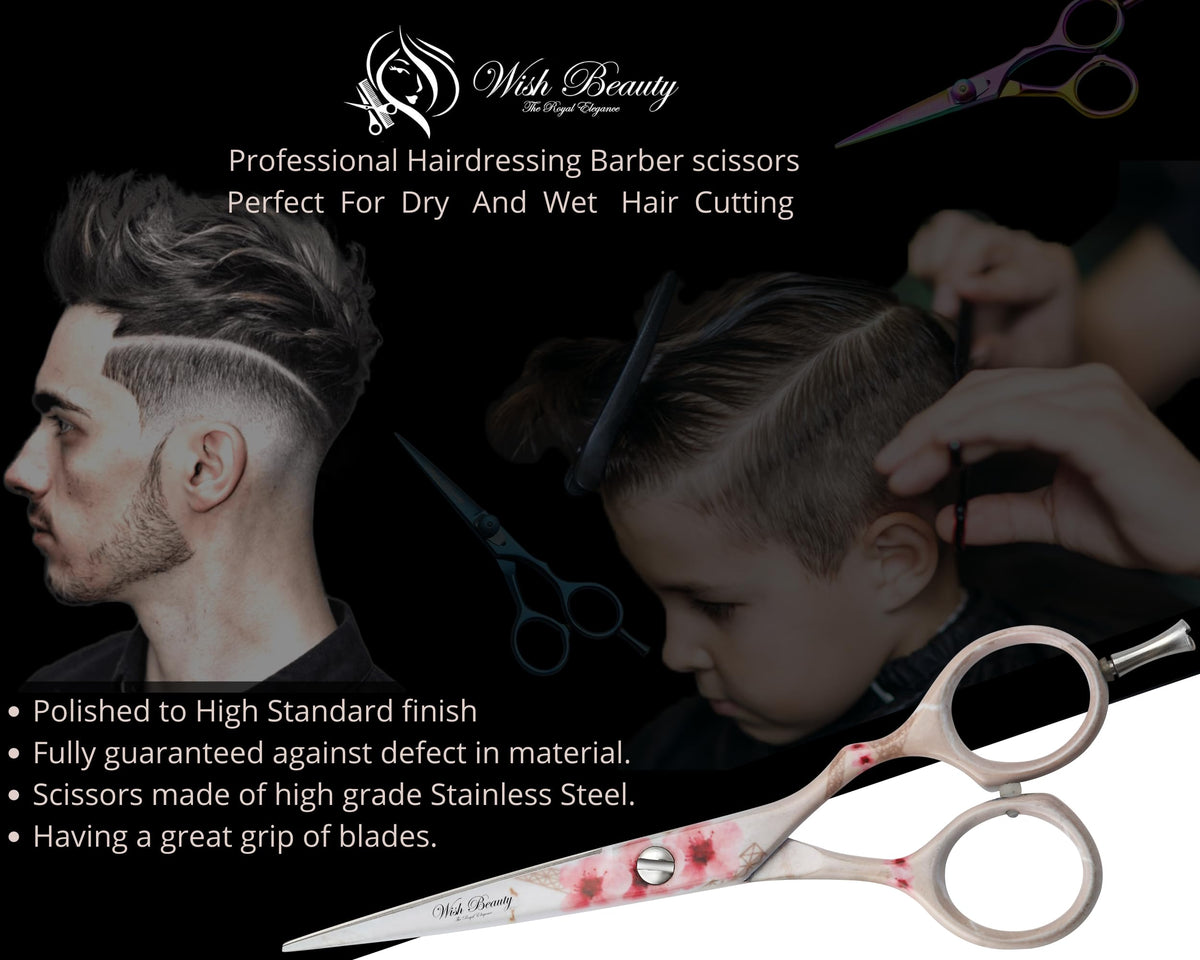 wish beauty,the royal elegance Wishbeauty Pre-Style Magic White Hair Scissors 5.5 Inches Offset Design Forged Special German Steel, Hair Cutting Scissors Shears, Barber Hairdressing Scissor Salon Razor Edge (Magic White)