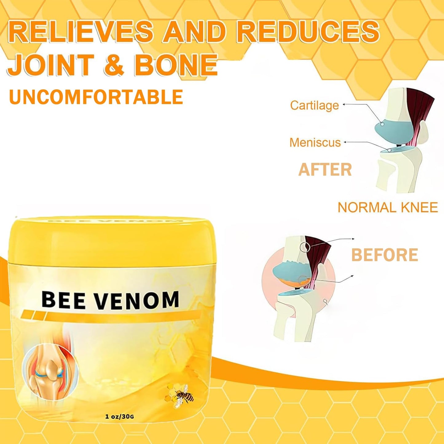 Fashion Base 2Pcs Bee Venom Cream - Bee Venom Joint Relief Cream for Muscles - Advanced Joint and Bone Cream for Neck, Waist, Back, Hand, Feet, and Leg