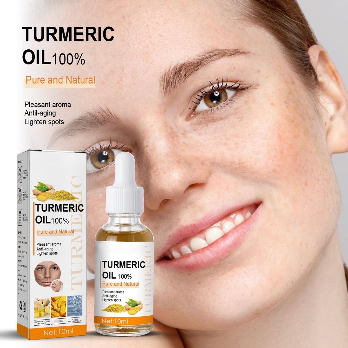 OKAQEE Turmeric Oil - Dark Spot Remover for Face - Turmeric Dark Spot Corrector Serum Face & Body - Remove Facial Melasma - Anti Aging Brightening Face Serum - Improve Skin Tone Reduces Age Sun Spot(2PCS)