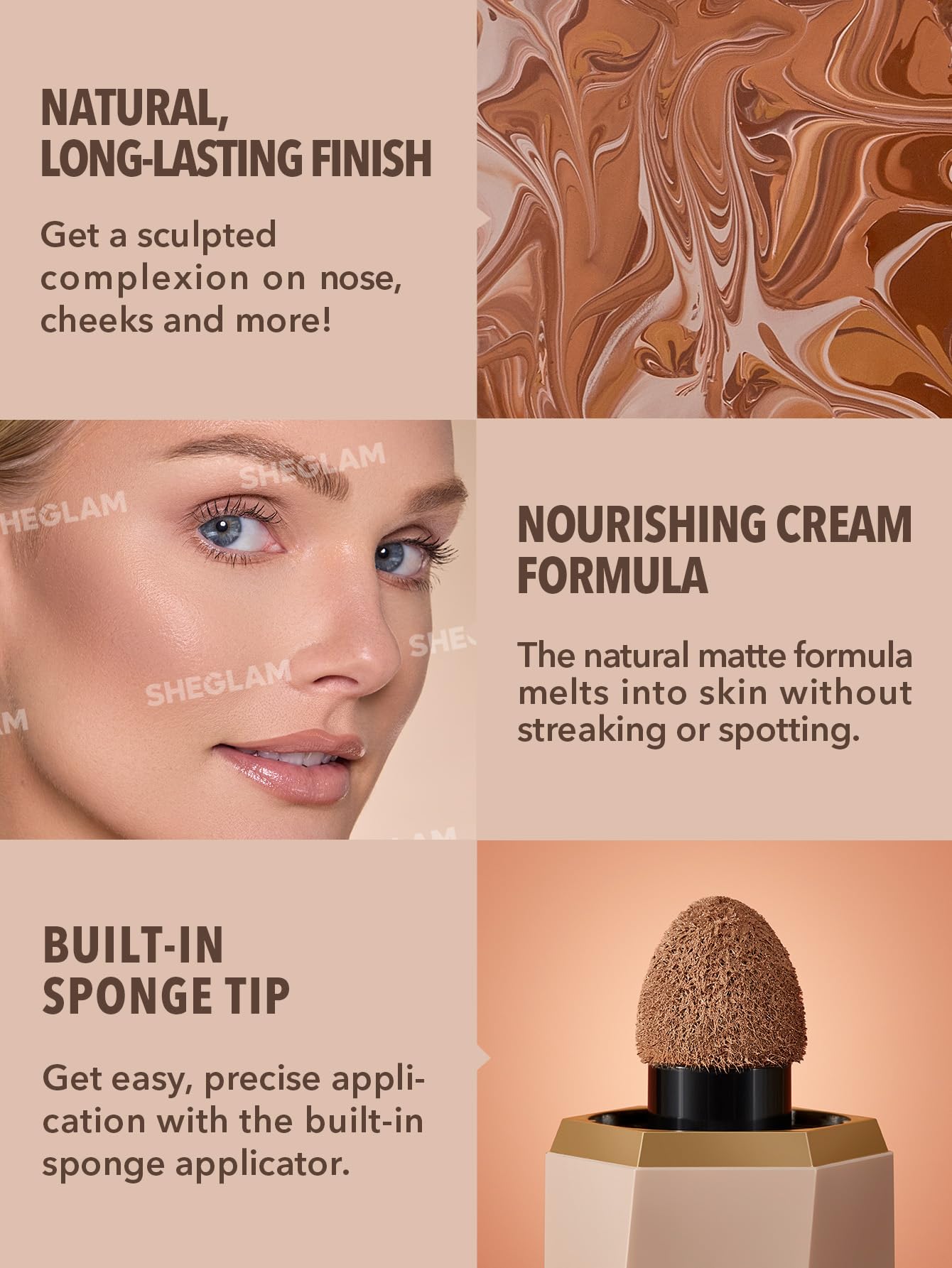 SHEGLAM Sun Sculpt Cool Toned Liquid Contour Stick Long Lasting Cream Bronzer Makeup - Tawny Amber