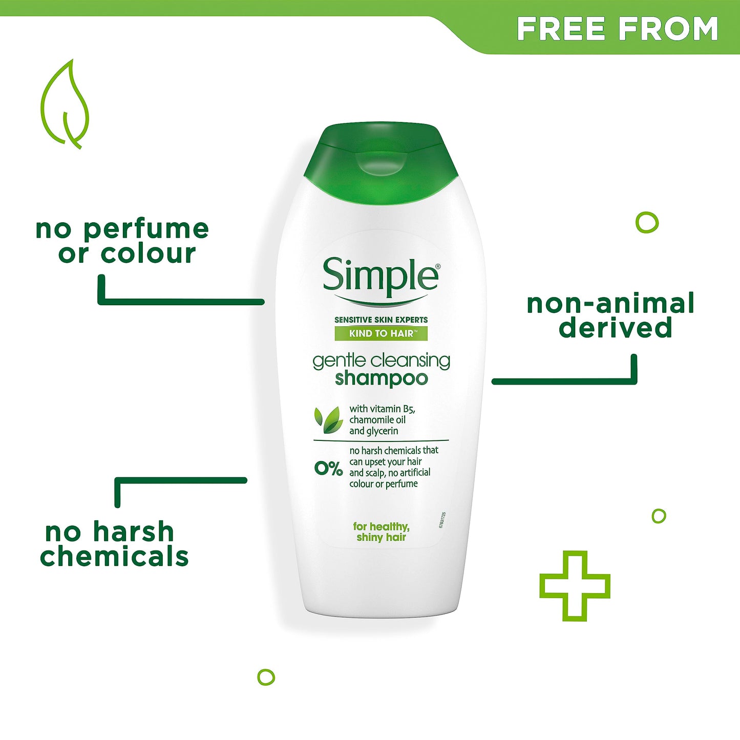 Simple Kind to Hair Gentle Cleansing Shampoo with vitamin B5, chamomile oil, and glycerin hair care for healthy, shiny hair 400 ml
