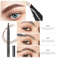 HAORQEE Eyebrow Pencil, Light Brown Waterproof Eye Brow Pen Microblading Smudge-Proof Long Lasting Brow Pencil with 4-Fork-Shaped Tip