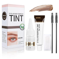 MEITREND Brown Eyebrow Tint Kit - 2-in-1 Eyelash Tint & Eyebrow Dye Dark Brown - Natural Eye Lash and Eye Brow tint - Brown Eyelash Dye Last to 4 Week - Waterproof Brow Dye Fast Colouring