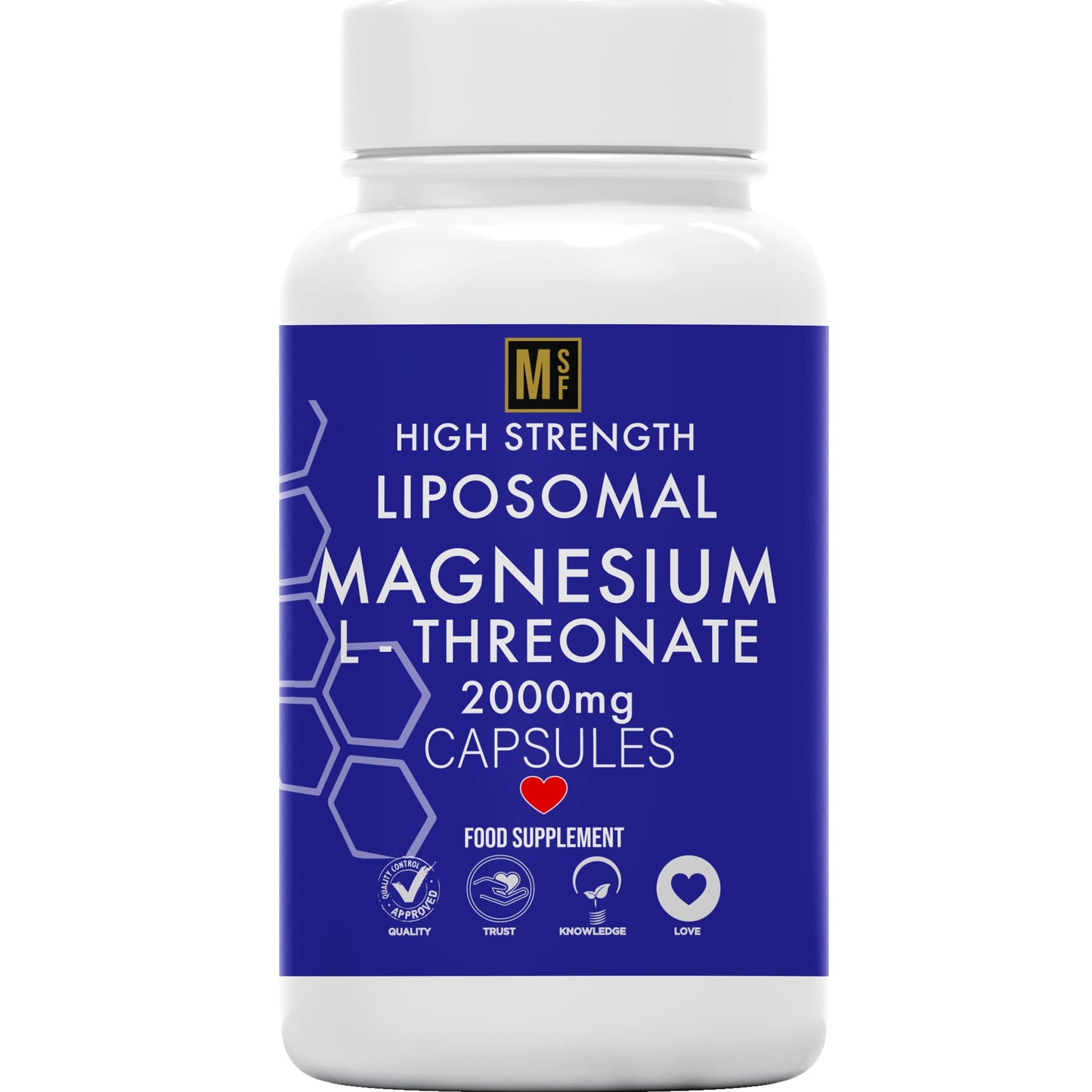 MetaSuperfoods Liposomal Magnesium L-Threonate Supplement 120 High Strength Vegan Capsules | Magnesium L Threonate Capsules 2000mg Bioavailable Magnesium Gluten Free