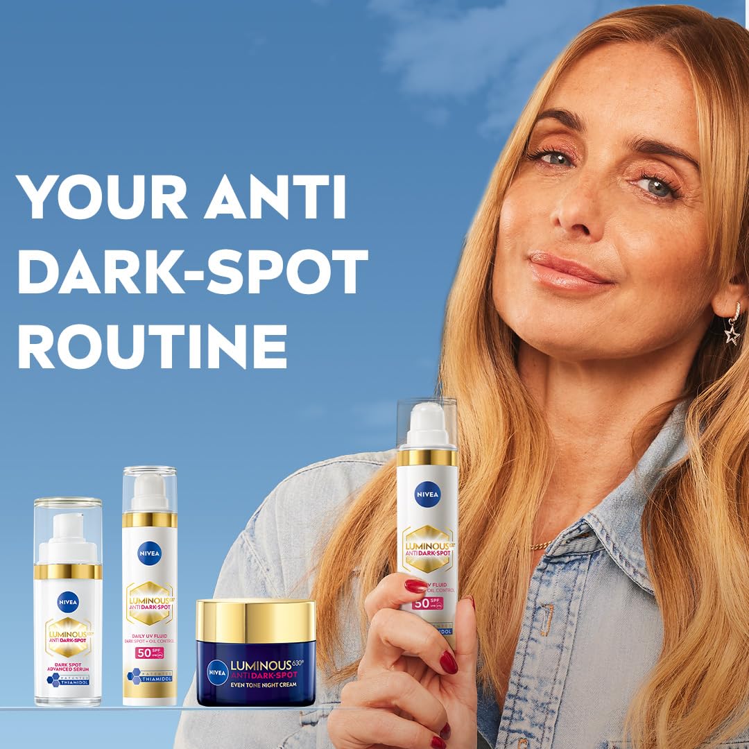 NIVEA LUMINOUS 630 Anti Dark-Spot Advanced Treatment Face Serum (30ml), Dark Spot Corrector Facial Serum, Lightweight Face Moisturiser Dark-Spot Treatment with Hyaluronic Acid