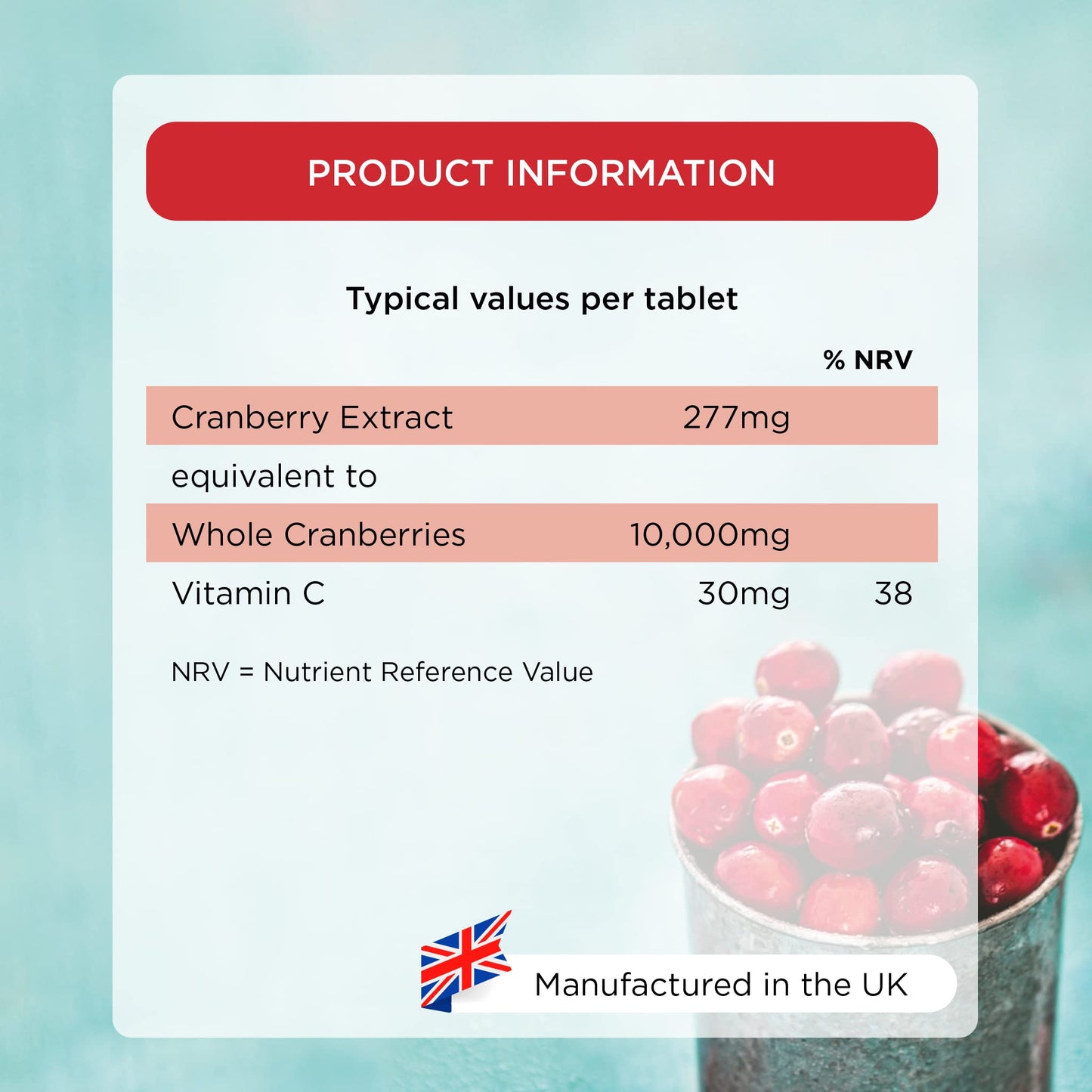 healthspan Healthspan Cranberry 10,000mg | 120 Tablets | 10,000mg Whole Cranberries | Added Vitamin C | Immune Health | Vegan