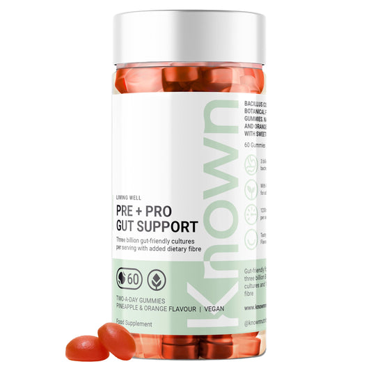 Known Probiotics for Gut Health - Prebiotic & Probiotic Support Gummies | Pineapple & Orange Flavour | 60 Two-a-Day Vegan Vitamin Gummies (One Month’s Supply)