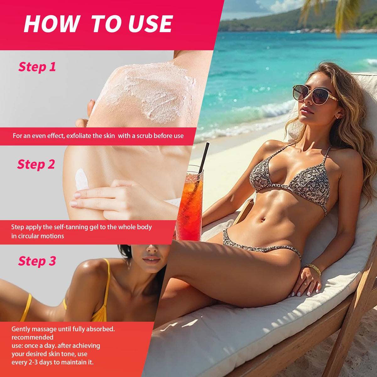 Tibobo Premium Tan Accelerator Gel 100g - For Sunbed Use & Outdoor Sun Tanning Enhancer, Fast Bronzing Cream with Natural Formula, Intensifying Self Tanning Boosting Oil, Long-Lasting Hydrating(Watermelon)