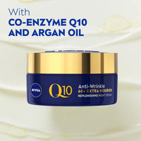 NIVEA Q10 Power 60 + Skin Anti-Wrinkle + Replenishing Night Cream (50 ml), Powerful Anti Ageing Cream, Night-Time Moisturiser for Women with Coenzyme Q10, Night Face Cream