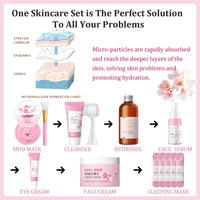 Shengqialun Skin Care Sets & Kits Sakura, Skin Care Sets For Teenagers, Gifts For Teenage Girls Pamper Sets For Women Basic Skin Care Moisturizing Set With Mud Mask, Cleanser, Serum, Cream