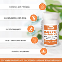 Supersmart - Injuv® Hyaluronic Acid 70 mg - 100% Natural Supplement - Skin & Joints Hydratation | Non-GMO & Gluten Free - 60 Softgels