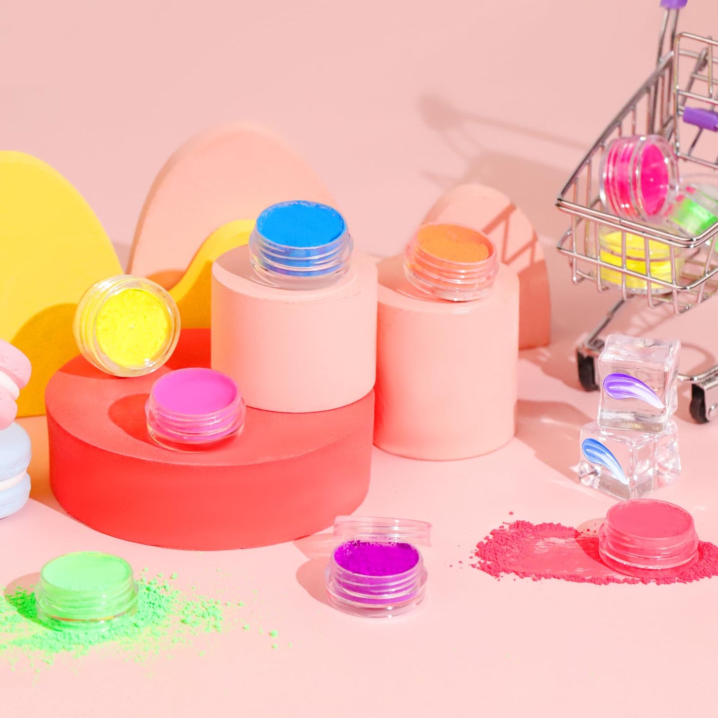 BISHENGYF Pigment Nail Powder Fluorescence Pigment Ultrafine Glitter Powder Nail Pigments Dust Nail Glitter Gradient Iridescent Nail Art Decoration