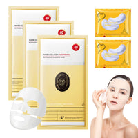 Xumann Biodance Collagen Mask Overnight, Brightening Bio Collagen Face Mask, Moristurizing Anti Wrinkle Face Mask Set with 2PCS Eye Mask