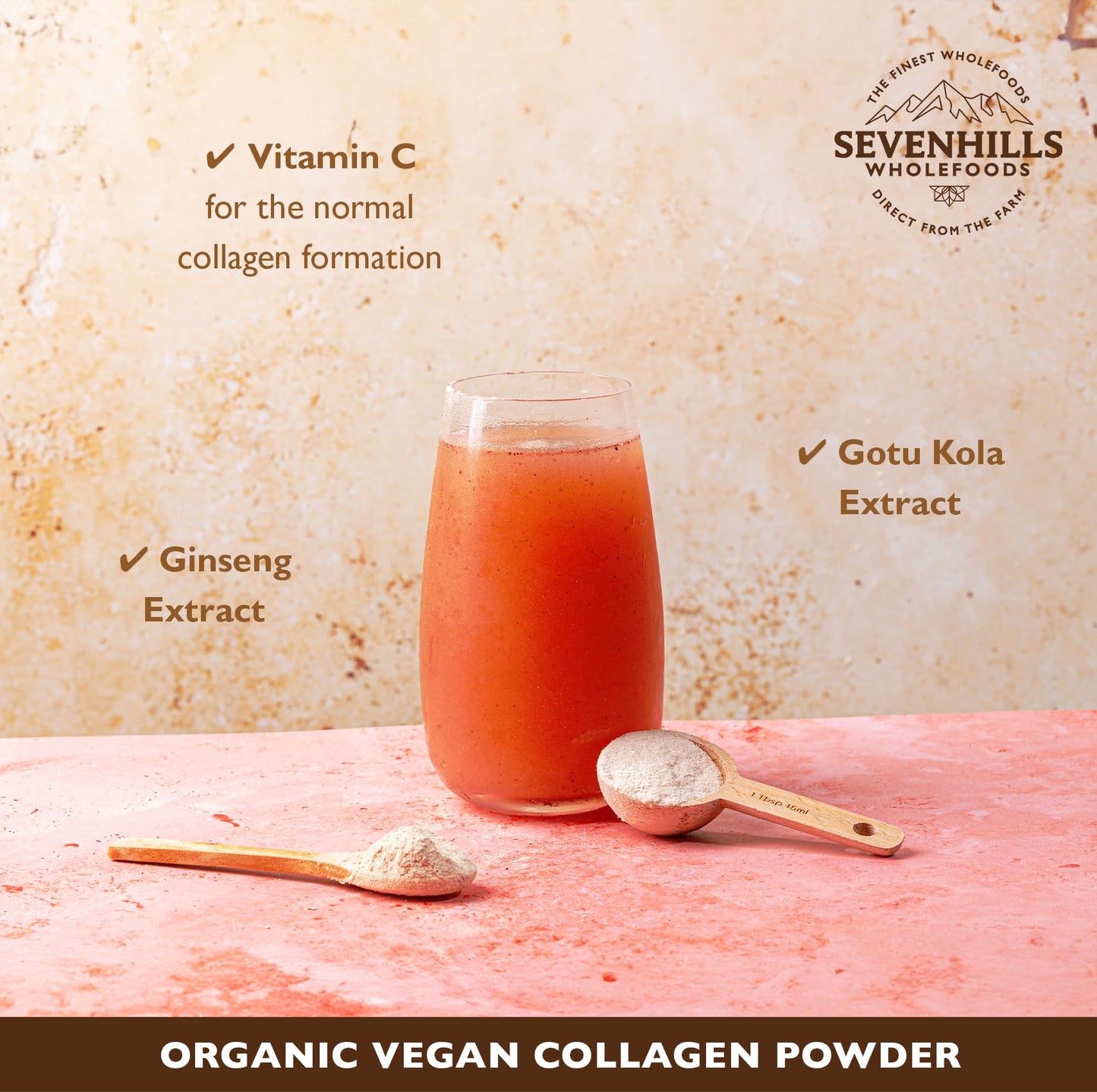 Sevenhills Wholefoods Vegan Collagen Powder 150g, Plant-Based Supplement for Skin, Hair and Joint Health, Amino Acid & Vitamin C, 30 Days Supply