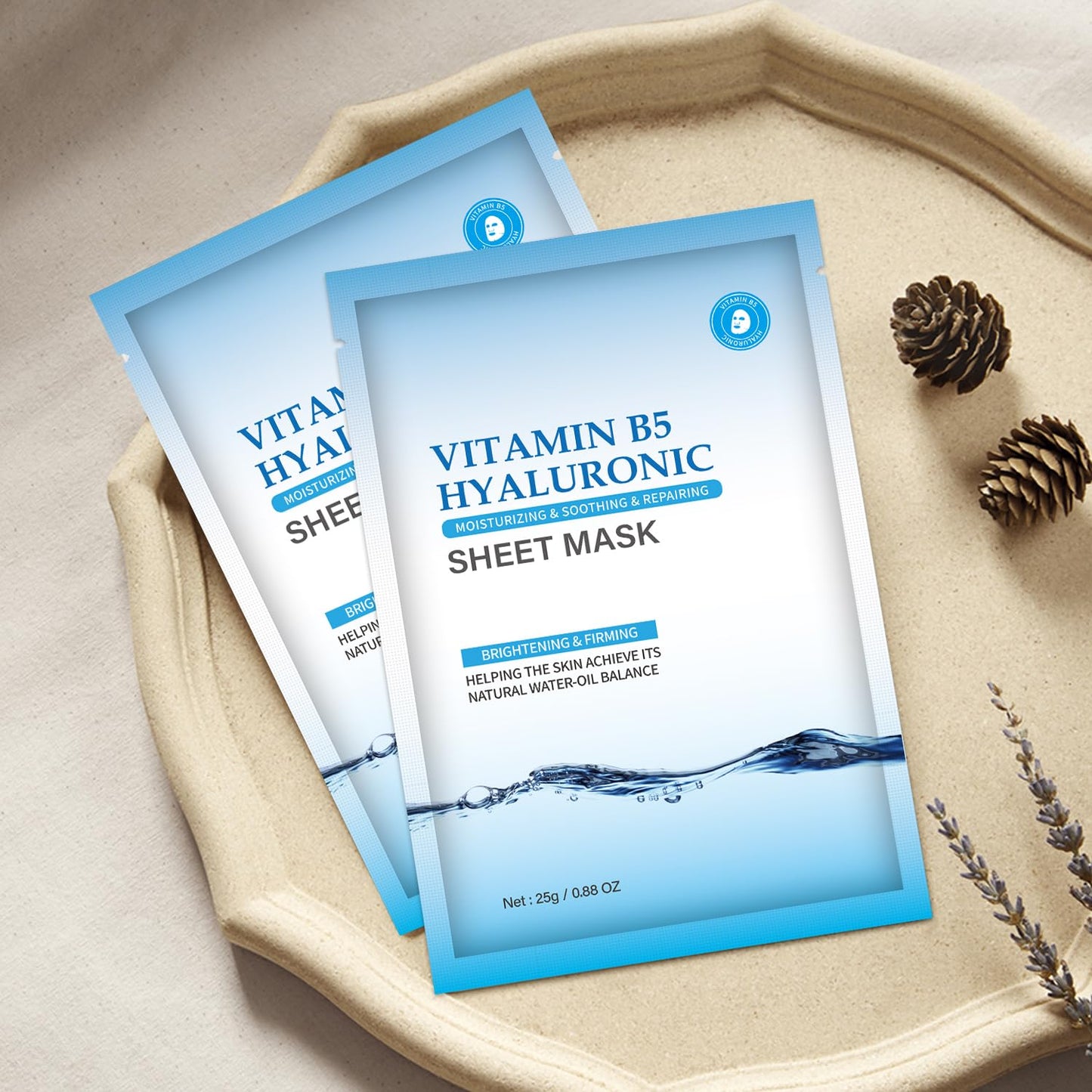 IREV Pack of 10 Hyaluronic Acid Face Masks Skincare with Vitamin B5, Daily Care Face Sheet Mask Hydrating Moisturizing Facial Mask Beauty Face Mask for All Skin