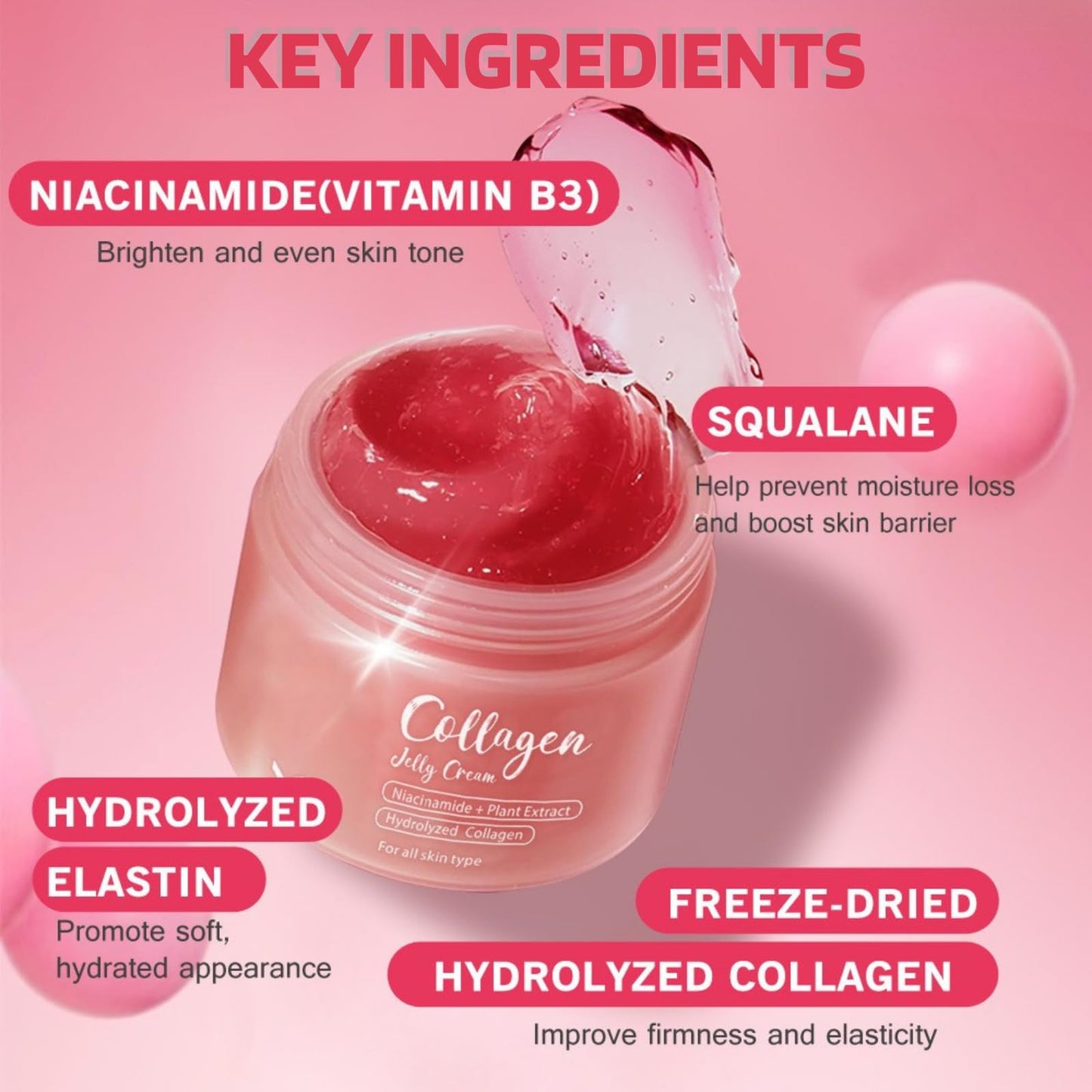 IZBEAUVO Collagen Jelly & Deep Vitamin C Capsule Cream, Face Moisturizer with Freeze Hydrolyzed Collagen & Vita C Cream with 5% Niacinamide, Anti-Wrinkle, Brightening Korean Skincare for 24h Glow & Elasticity