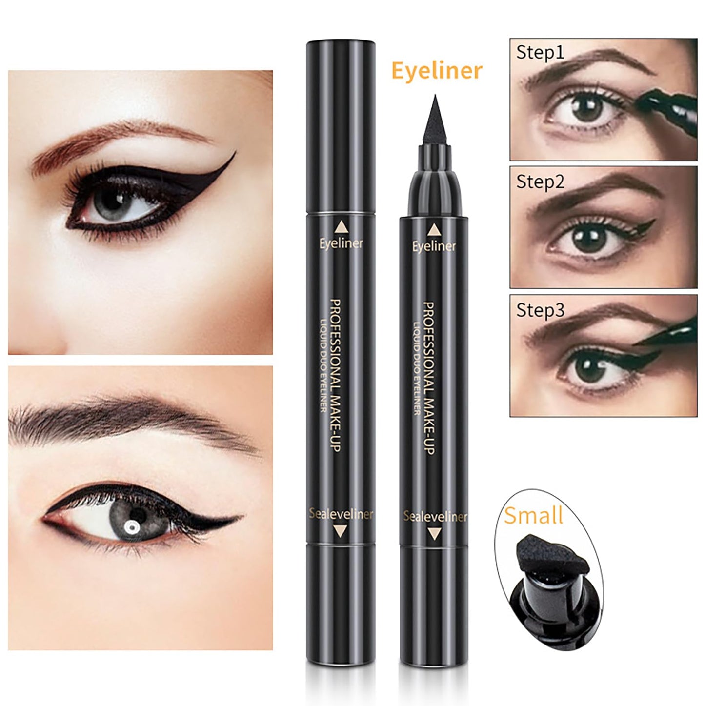 KKwoter Smudge-Proof Winged Eyeliner Stamp & Pen for Women - Long-Lasting Black Liquid Eye Liner